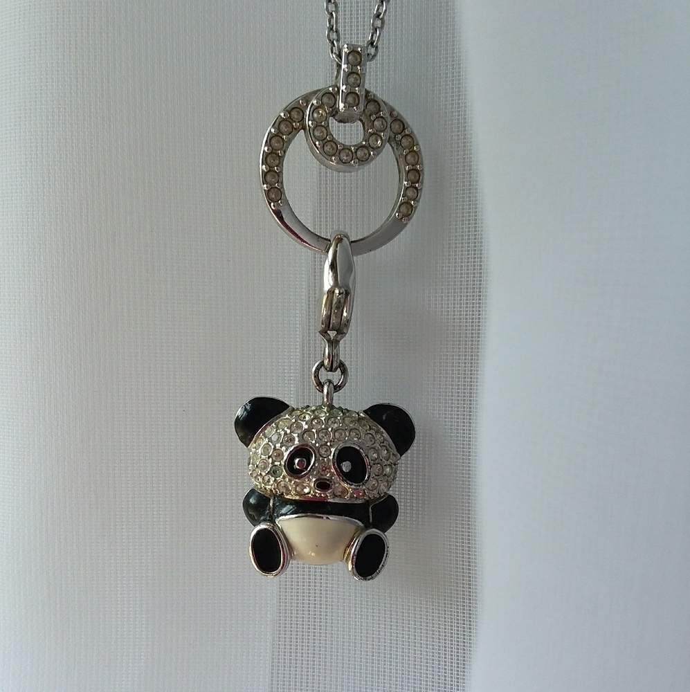 Swarovski necklace with removable panda charm